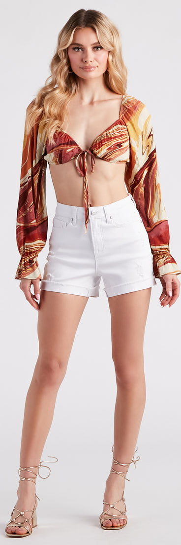 Meli Mid-Rise Cuffed Shorts By Windsor Denim is a fire pick to create 2023 festival outfits, concert dresses, outfits for raves, or to complete your best party outfits or clubwear!