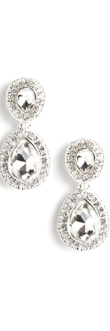Double Rhinestone Tear Drop Earrings for 2022 festival outfits, festival dress, outfits for raves, concert outfits, and/or club outfits