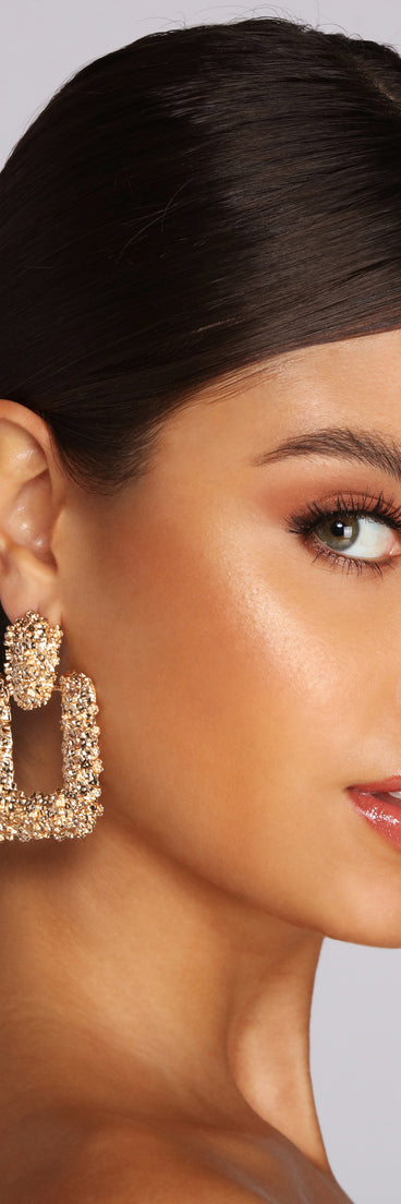 Gold Rush Textured Door Knocker Earrings