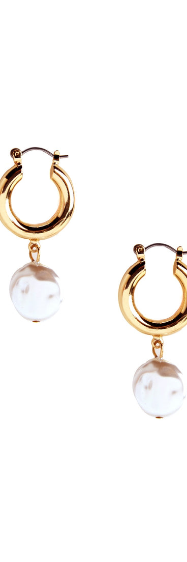 Tube Hoop Pearl Drop Earrings for 2022 festival outfits, festival dress, outfits for raves, concert outfits, and/or club outfits