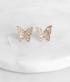 Rhinestone Butterfly Stud Earrings for 2022 festival outfits, festival dress, outfits for raves, concert outfits, and/or club outfits