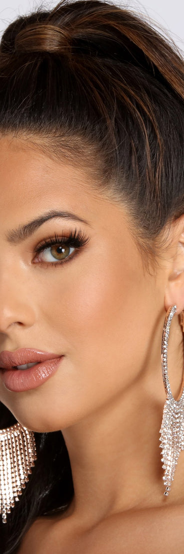 Disco Days Fringe Rhinestone Earrings