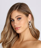 Rhinestone Double Chain Link Earrings for 2022 festival outfits, festival dress, outfits for raves, concert outfits, and/or club outfits