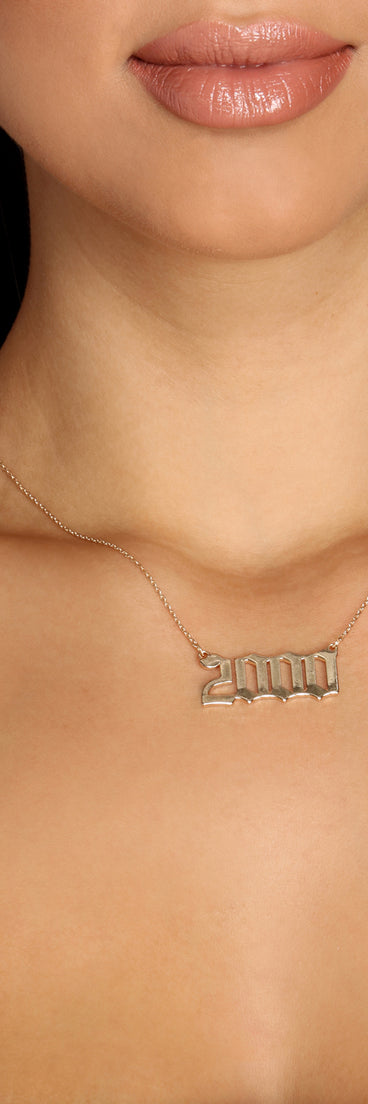 2000 Script Necklace for 2022 festival outfits, festival dress, outfits for raves, concert outfits, and/or club outfits