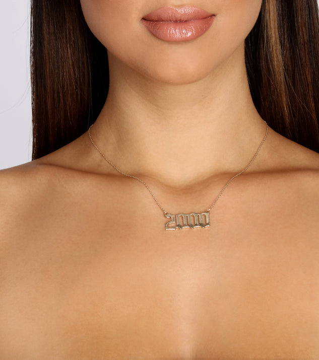 2000 Script Necklace for 2022 festival outfits, festival dress, outfits for raves, concert outfits, and/or club outfits