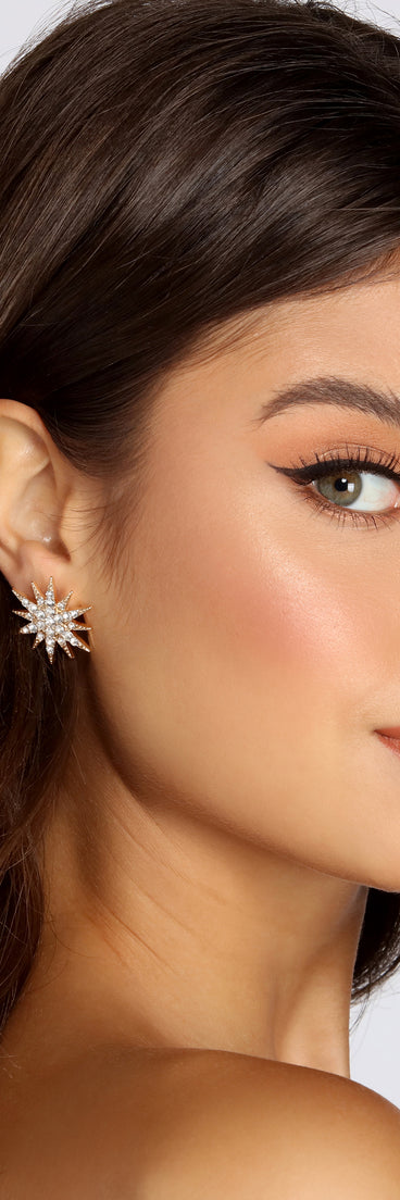 Rhinestone Starburst Earrings for 2022 festival outfits, festival dress, outfits for raves, concert outfits, and/or club outfits