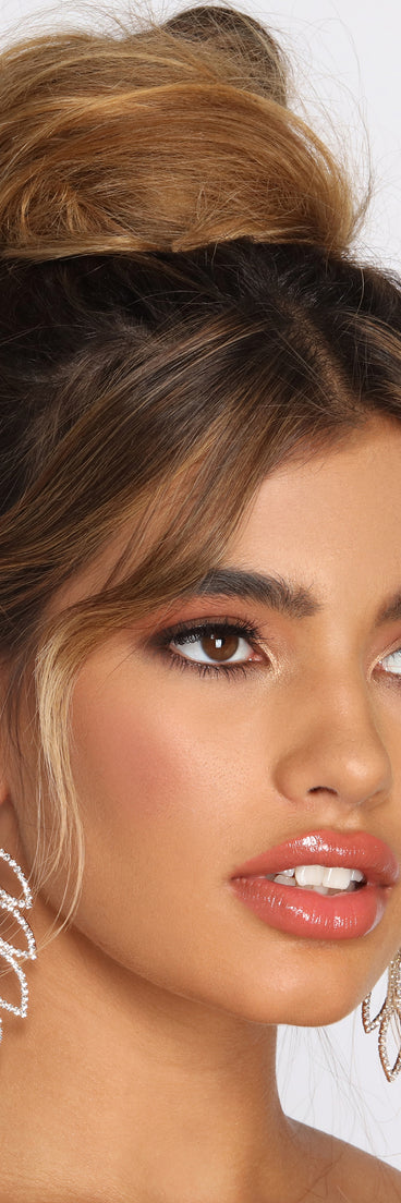 Rhinestone Leaf Duster Earrings