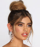 Rhinestone Leaf Duster Earrings