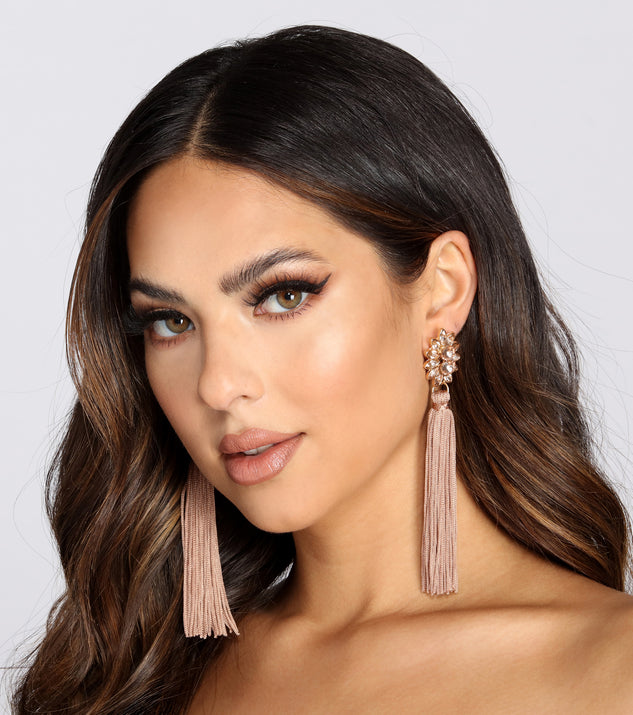 Boho Tassel Floral Rhinestone Earrings is a trendy pick to create 2023 festival outfits, festival dresses, outfits for concerts or raves, and complete your best party outfits!