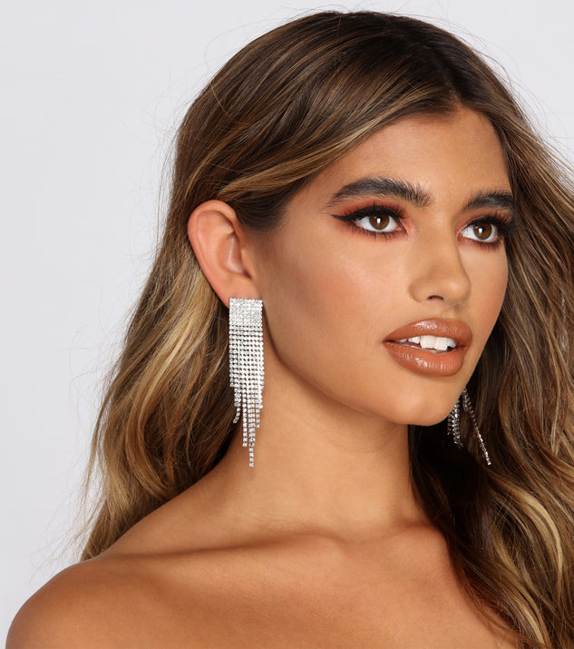 Here To Flaunt Rhinestone Fringe Earrings