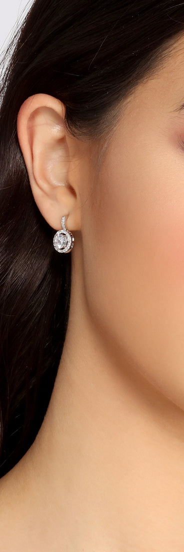 Halo Drop Cubic Zirconia Earrings