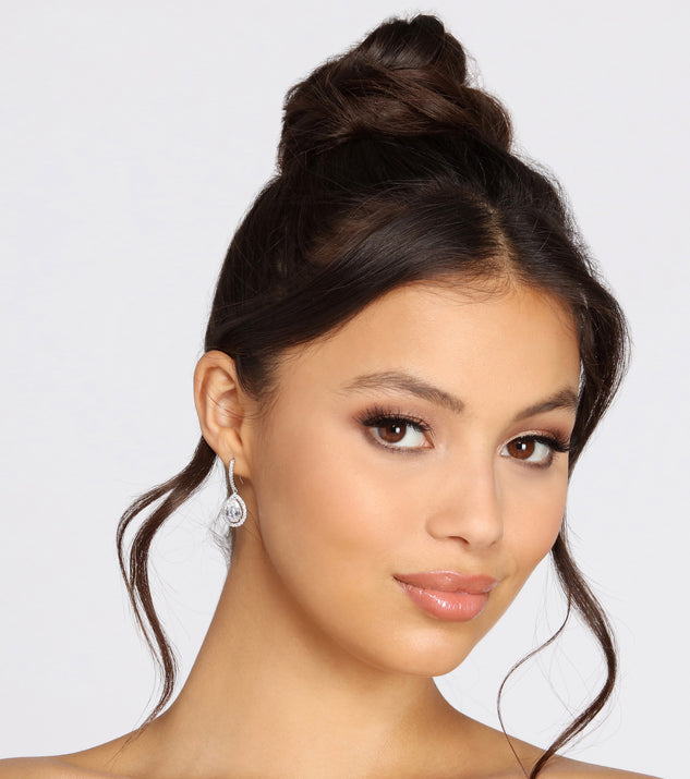 Cubic Zirconia Halo Teardrop Earrings