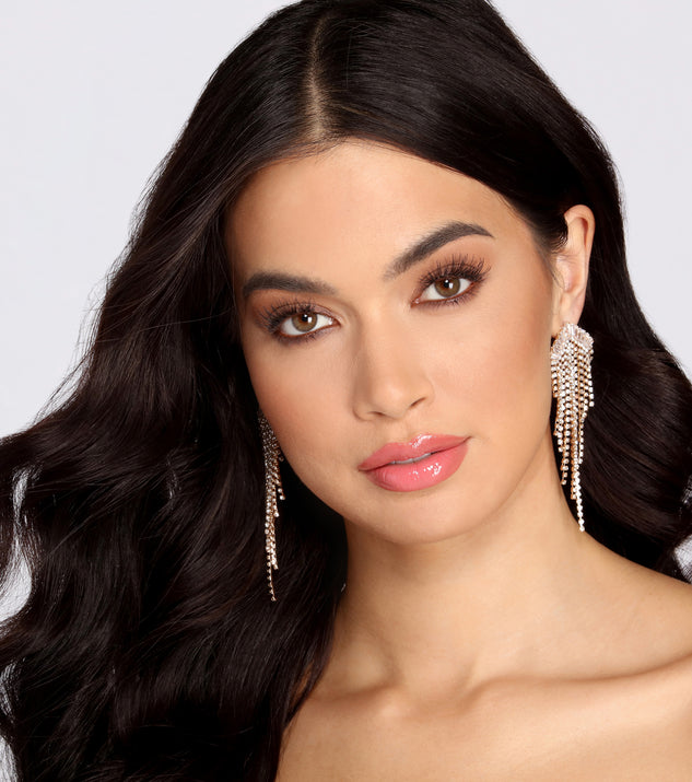 Call It Like It Is Rhinestone Fringe Earrings is a stunning choice for a bridesmaid dress or maid of honor dress, and to feel beautiful at Homecoming 2023, fall or winter weddings, formals, & military balls!