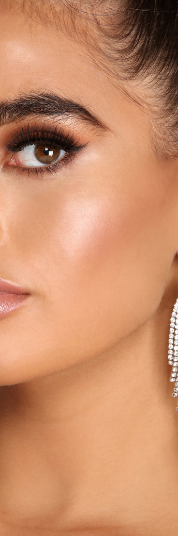 Flashing Lights Rhinestone Fringe Earrings creates the perfect New Year’s Eve Outfit or new years dress with stylish details in the latest trends to ring in 2023!