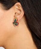 Over The Rainbow Rhinestone Butterfly Stud Earrings for 2022 festival outfits, festival dress, outfits for raves, concert outfits, and/or club outfits