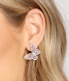 Butterfly Fly Away Cubic Zirconia Studs is a stunning choice for a bridesmaid dress or maid of honor dress, and to feel beautiful at Homecoming 2023, fall or winter weddings, formals, & military balls!