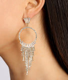 O-Ring Cubic Zirconia Fringe Earrings is a stunning choice for a bridesmaid dress or maid of honor dress, and to feel beautiful at Homecoming 2023, fall or winter weddings, formals, & military balls!