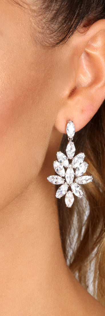 Cubic Zirconia Cluster Marquise Earrings