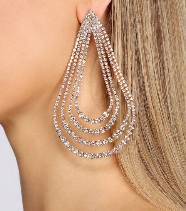 Livin' Large Rhinestone Teardrop Earrings is a trendy pick to create 2023 festival outfits, festival dresses, outfits for concerts or raves, and complete your best party outfits!