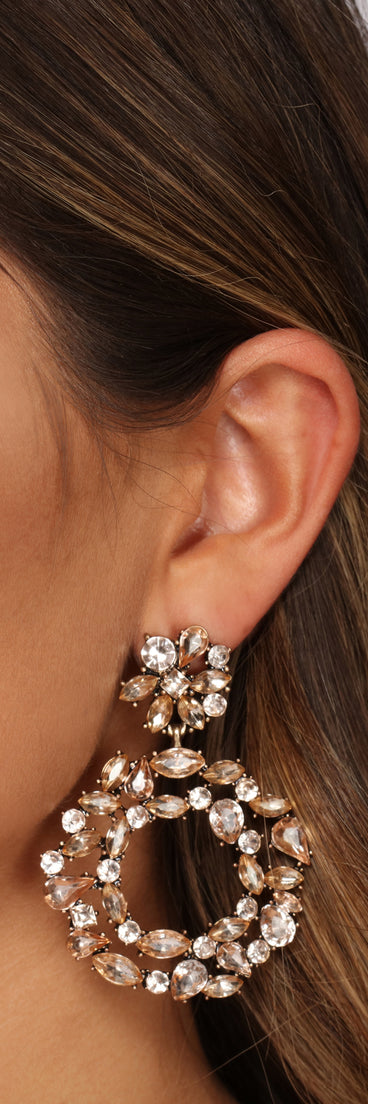 Gem Glamour Hoop Earrings is a stunning choice for a bridesmaid dress or maid of honor dress, and to feel beautiful at Homecoming 2023, fall or winter weddings, formals, & military balls!