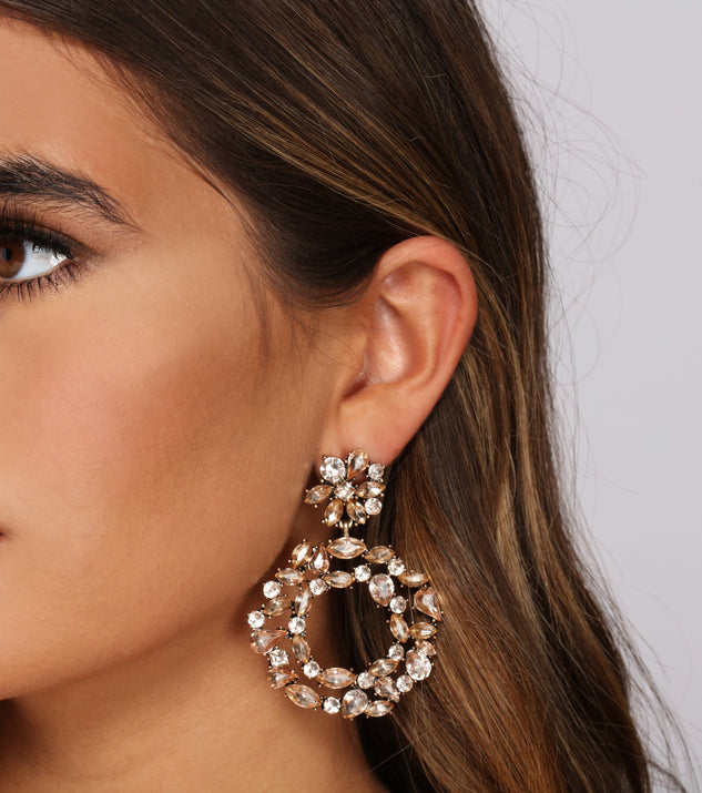 Gem Glamour Hoop Earrings is a stunning choice for a bridesmaid dress or maid of honor dress, and to feel beautiful at Homecoming 2023, fall or winter weddings, formals, & military balls!