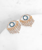 Rhinestone Eye Design Fringe Stud Earrings is a trendy pick to create 2023 festival outfits, festival dresses, outfits for concerts or raves, and complete your best party outfits!