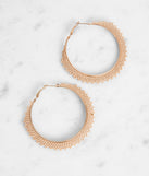 Beaded Babe Hoop Earrings is a trendy pick to create 2023 festival outfits, festival dresses, outfits for concerts or raves, and complete your best party outfits!