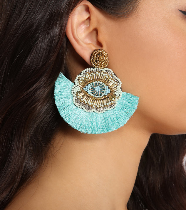 Take Me On Vacay Beaded Fan Tassel Earrings is a trendy pick to create 2023 festival outfits, festival dresses, outfits for concerts or raves, and complete your best party outfits!