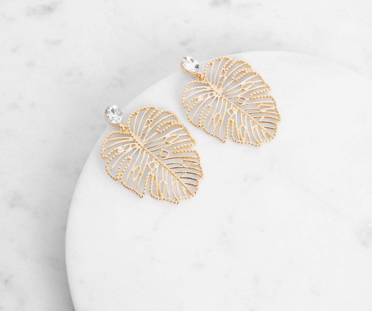 Tropic Vibes Gold Leaf Earrings