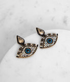Seeing Eye Drop Rhinestone Earrings is a trendy pick to create 2023 festival outfits, festival dresses, outfits for concerts or raves, and complete your best party outfits!