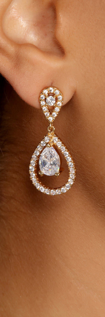 Cubic Zirconia Teardrop Rhinestone Earrings