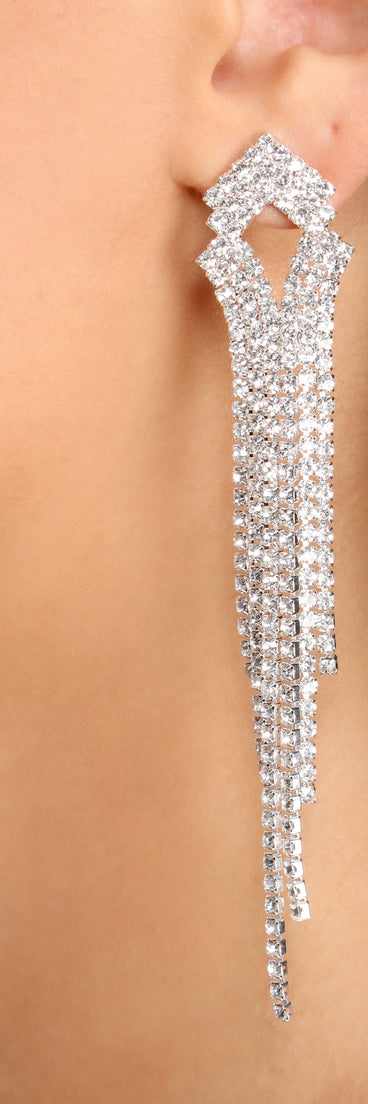 Rhinestone Cut Out Fringe Earrings