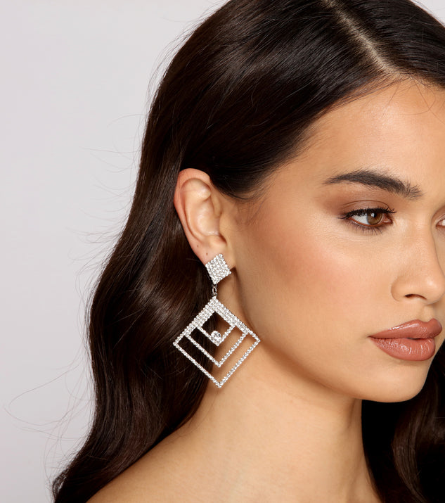 Stylish And Chic Rhinestone Statement Earrings helps create the best bachelorette party outfit or the bride's sultry bachelorette dress for a look that slays!