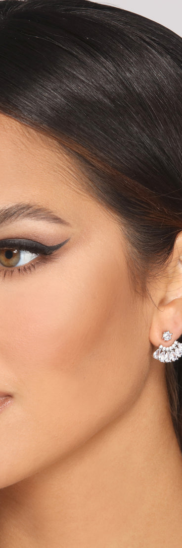 Cubic Zirconia Teardrop Fan Earrings