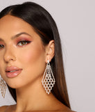 Sparkle and Shine Rhinestone Kite Chandelier Earrings is a stunning choice for a bridesmaid dress or maid of honor dress, and to feel beautiful at Homecoming 2023, fall or winter weddings, formals, & military balls!