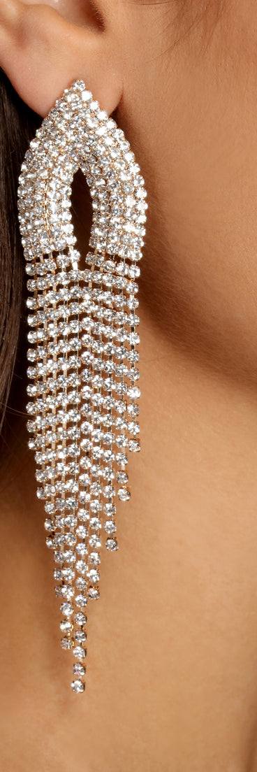 Party Time Pointed Rhinestone Fringe Earrings