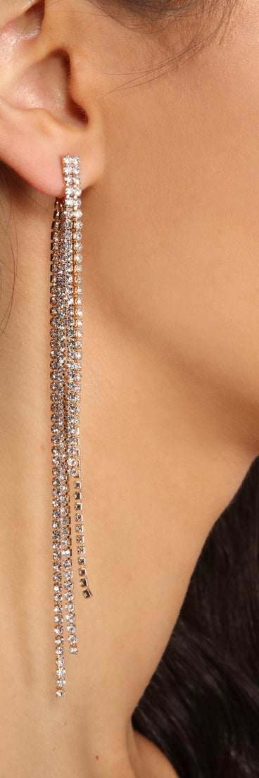 Radiant Beauty Rhinestone Fringe Earrings