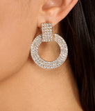 Encircled In Luxe Rhinestone Door Knocker Earrings is the perfect Homecoming look pick with on-trend details to make the 2023 HOCO dance your most memorable event yet!