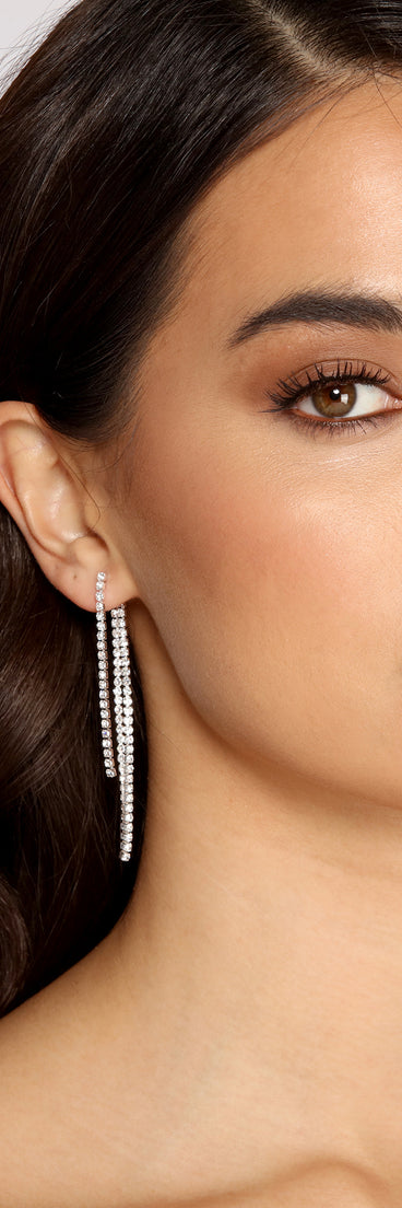 Radiant Rhinestone Linear Earrings creates the perfect New Year’s Eve Outfit or new years dress with stylish details in the latest trends to ring in 2023!