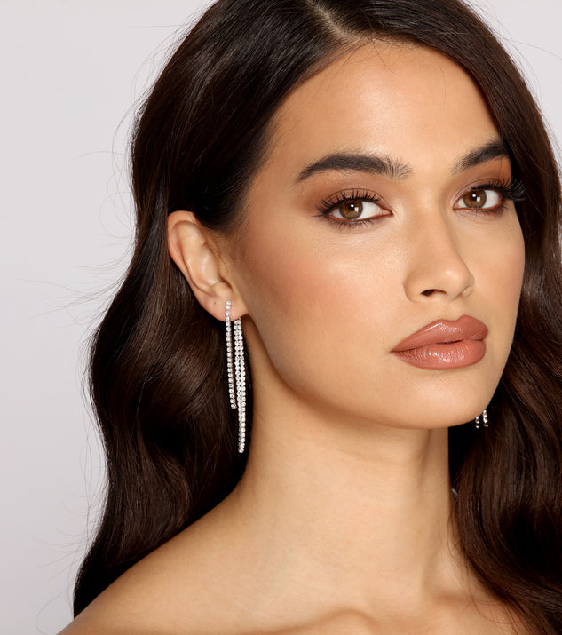 Radiant Rhinestone Linear Earrings creates the perfect New Year’s Eve Outfit or new years dress with stylish details in the latest trends to ring in 2023!