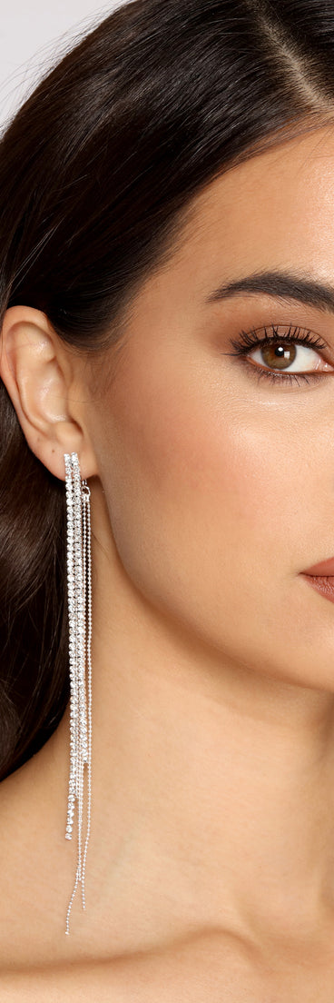 Trendy Rhinestone Fringe Earrings