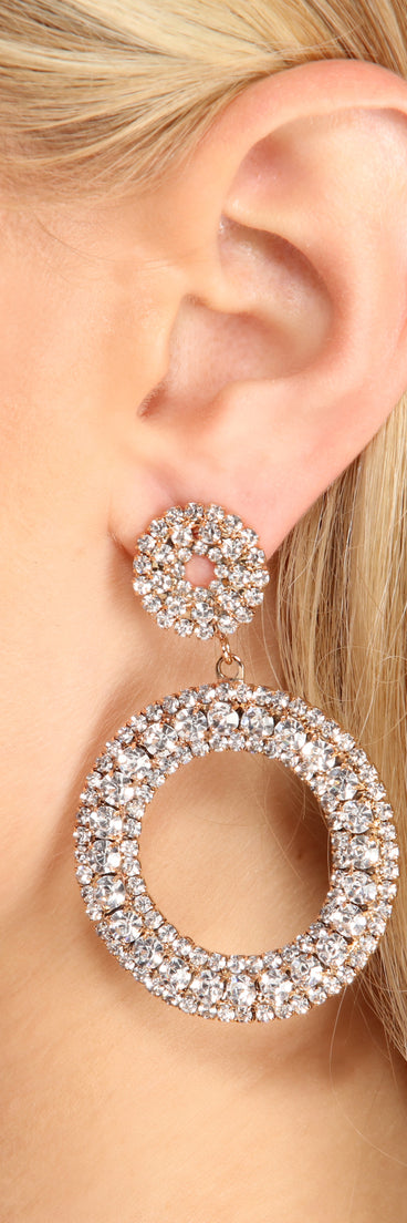 Make It Shine Gold Rhinestone Circular Drop Earrings
