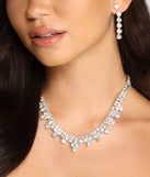 Rhinestone Romance Necklace And Earring Set is the perfect Homecoming look pick with on-trend details to make the 2023 HOCO dance your most memorable event yet!