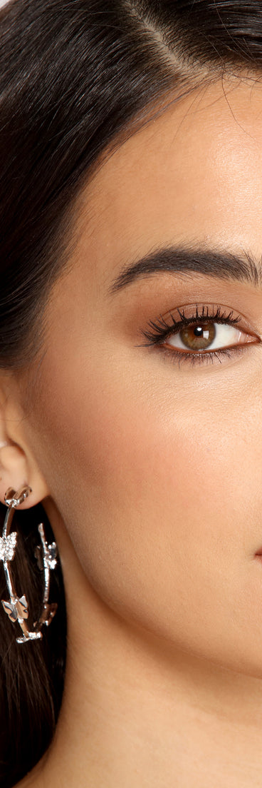 Butterfly Babe Hoop Earrings is a trendy pick to create 2023 festival outfits, festival dresses, outfits for concerts or raves, and complete your best party outfits!