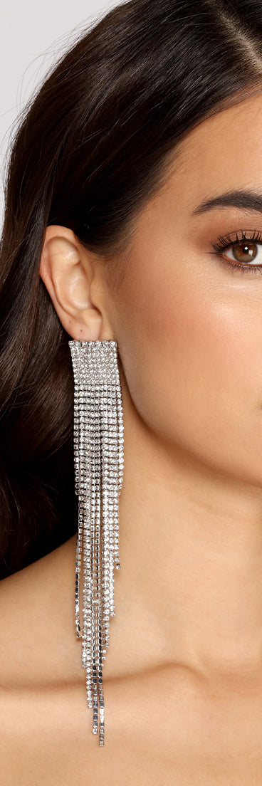 Gorgeous And Glam Rhinestone Fringe Earrings creates the perfect New Year’s Eve Outfit or new years dress with stylish details in the latest trends to ring in 2023!