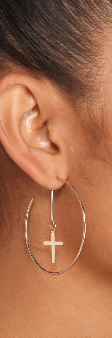 Trendy Chic Cross Hoop Earrings for 2022 festival outfits, festival dress, outfits for raves, concert outfits, and/or club outfits