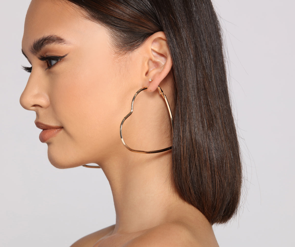 Silver Heart Shaped Hoop Earrings | Women's Designer Jewellery – Steve  Madden Canada