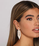 Rhinestone Leaf Chandelier Earrings