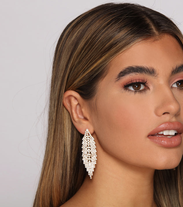 Rhinestone Leaf Chandelier Earrings