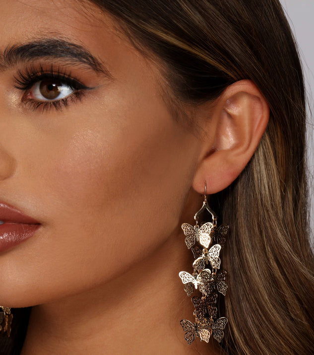 Butterfly Babe Linear Earrings for 2022 festival outfits, festival dress, outfits for raves, concert outfits, and/or club outfits